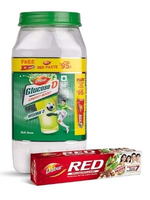 Dabur Glucose D Energy Boost with Vitamin D,1 Kg with Dabur Red Paste 200 g Free