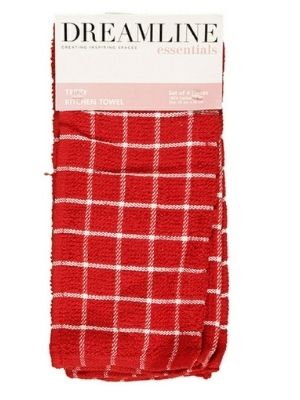 Dreamline Kitchen Towel Terry Red, Pack of 4