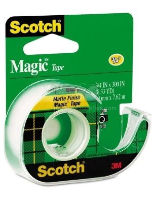 Scotch Magic Tape is the original matte-finish, invisible tape. Frosty on the roll but invisible on paper, it’s the preferred tape for offices, home offices and schools. Available in Full Dispenser with 3/4" tape
