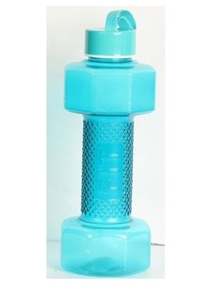 Oliveware Dumbbell Water Bottle Blue, Durable Plastic 750 ml
