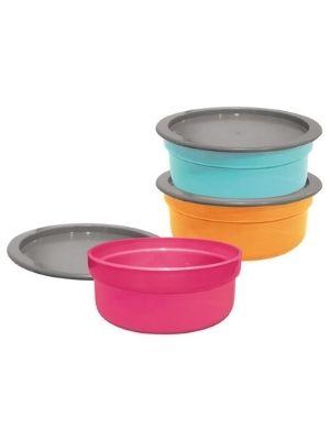 Asian Dynamic Air Seal Multicolour Plastic Food Container 600 ml (Set of 3)