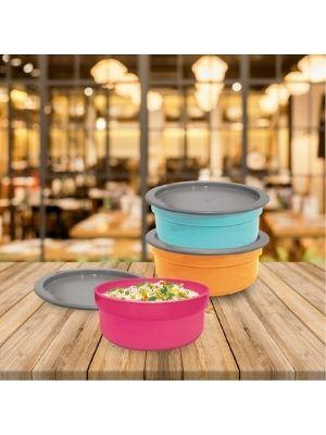 Asian Dynamic Air Seal Multicolour Plastic Food Container 600 ml (Set of 3)