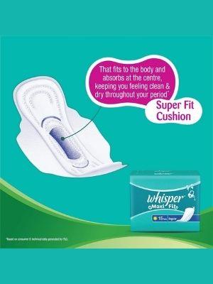 Whisper Maxi Nights Sanitary Pads for Women, Regular, 15 Napkins